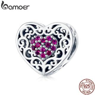 Bamoer manik-manik antik berbentuk hati DIY Cocok pesona gelang 925 Sterling Silver SCC 1109