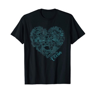 เสื้อยืด ผ้าฝ้าย พิมพ์ลาย Save The Ocean Sea Love Heart แฟชั่นสําหรับผู้ชาย