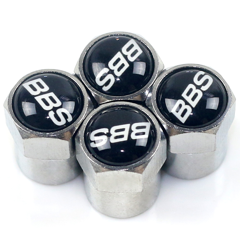 4x โลหะเงินล้อรถยาง Air Valve Caps Stem Cover โลโก้รถสําหรับ BBS Racing Emblem ล้อรถอุปกรณ์เสริมอัตโนมัติ