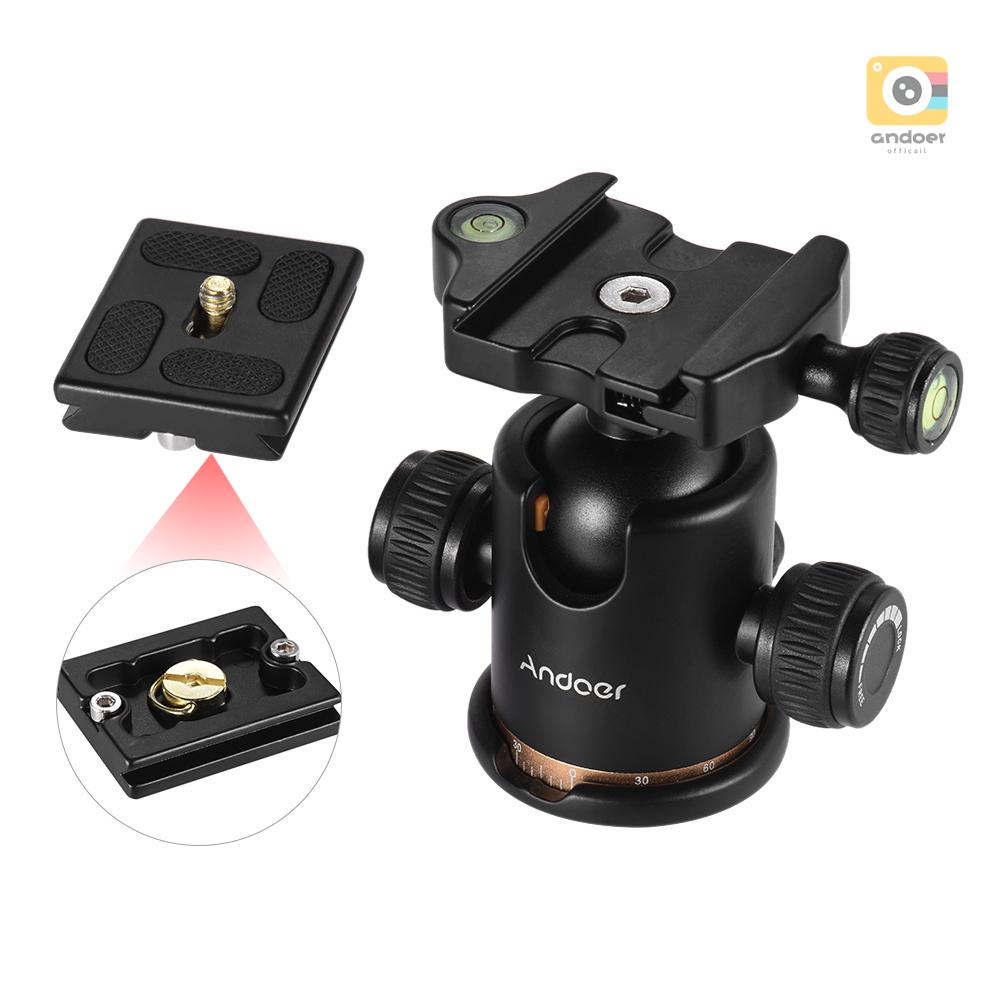 Andoer Camera Tripod Ball Head Ballhead with Quick Release Plate 1/4 Screw