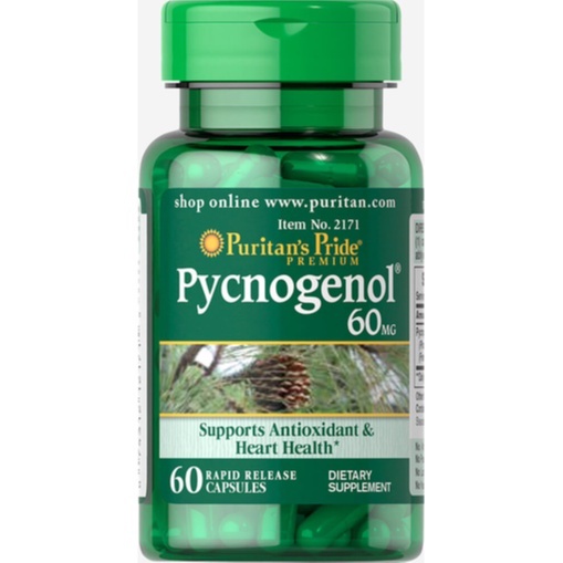 puritan pycnogenol 60mg.60 capsules สารสกัดจากเปลือกสนฝรั่งเศส ช่วยลดกระ,ลดฝ้าช่วยผิวขาวใส