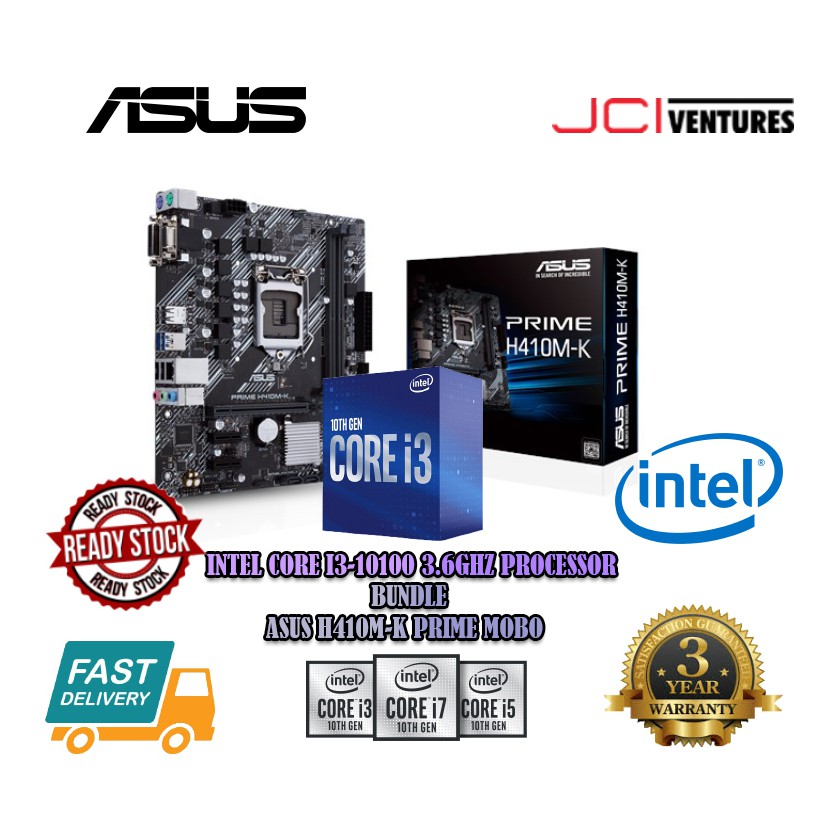 เมนบอร์ดซ็อกเก็ต Intel S1200 Core I3-10100 3.6Ghz Processor 10th Gen พร้อม Asus Socket S1200 H410M-K