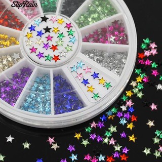 🌹♥ 12 สี 3D Nail Art Star Studs สติกเกอร์ DIY เคล็ดลับการออกแบบตกแต่งล้อ