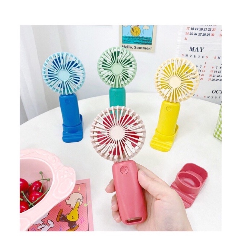 MEEPOOพัดลมพกพา พัดลม USB ชาร์จแบบพัดลมตั้งโต๊ะ ขนาดเล็ก พัดลมมือถือ  มีฐานตั้งได้ใส่ถ่านลมแรง มีควา