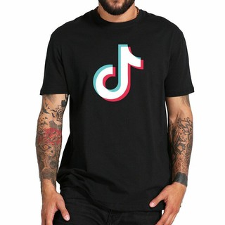 ใหม่เสื้อยืด TikTok เสื้อยืดทางการชายหญิงชุมชนแอปโลโก้ประเดิม black-1S-5XL