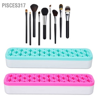 Pisces317 ชั้นวางแปรงแต่งหน้า หลายรู ถอดออกได้ สีเขียว สีชมพู 2 ชิ้น