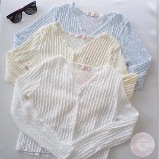 เสื้อแขนยาว คอวี กระดุมหน้า