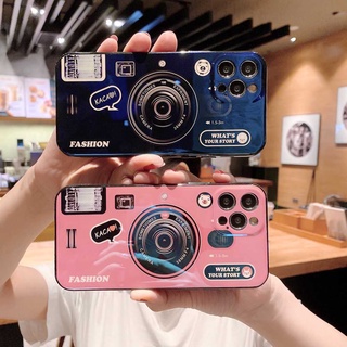 เคสโทรศัพท์มือถือแบบนิ่ม TPU ลายกล้องถ่ายรูป สีฟ้า สําหรับ Samsung Galaxy S9 S10 S20 S21 S22 Plus Ultra Note 10 20 Ultra