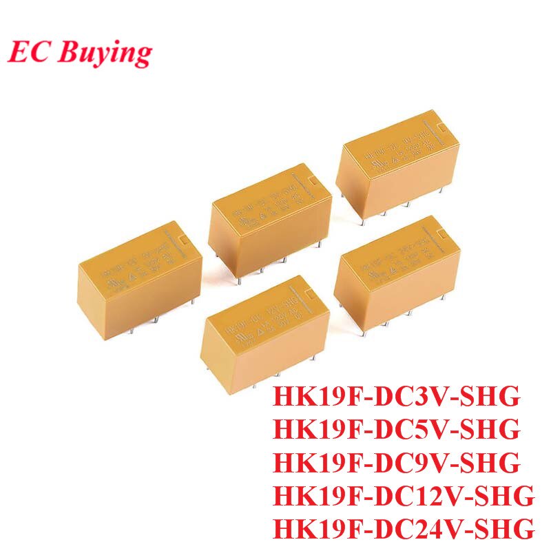 รีเลย์พาวเวอร์ ขนาดเล็ก HK19F-DC3V-SHG HK19F-DC5V-SHG HK19F-DC9V-SHG HK19F-DC12V-SHG HK19F-DC24V-SHG HK19F 3V 5V 9V 12V 24V 8P 2NO 2NC