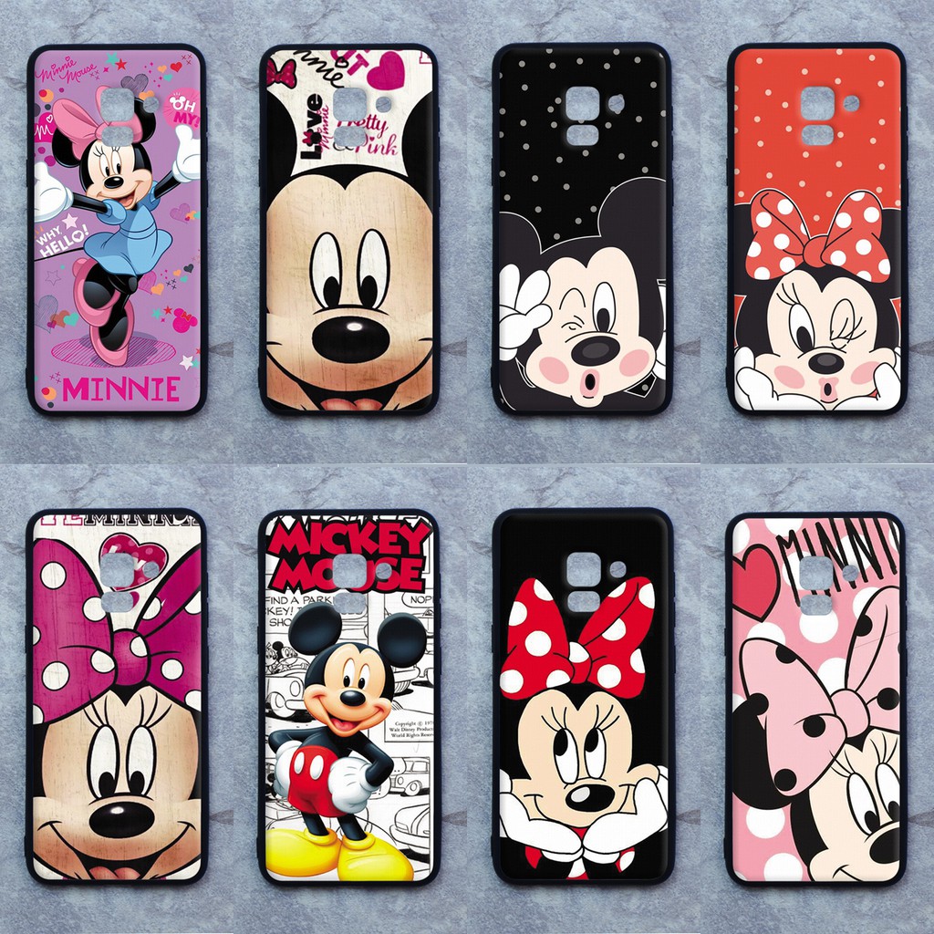 เคส Samsung A8 (2018) / A5 (2018) ใช้เคสเดียวกัน ลายมิกกี้-มินนี่ ขอบนิ่มหลังแข็ง เคสมือถือ เคสโทรศัพท์ Case