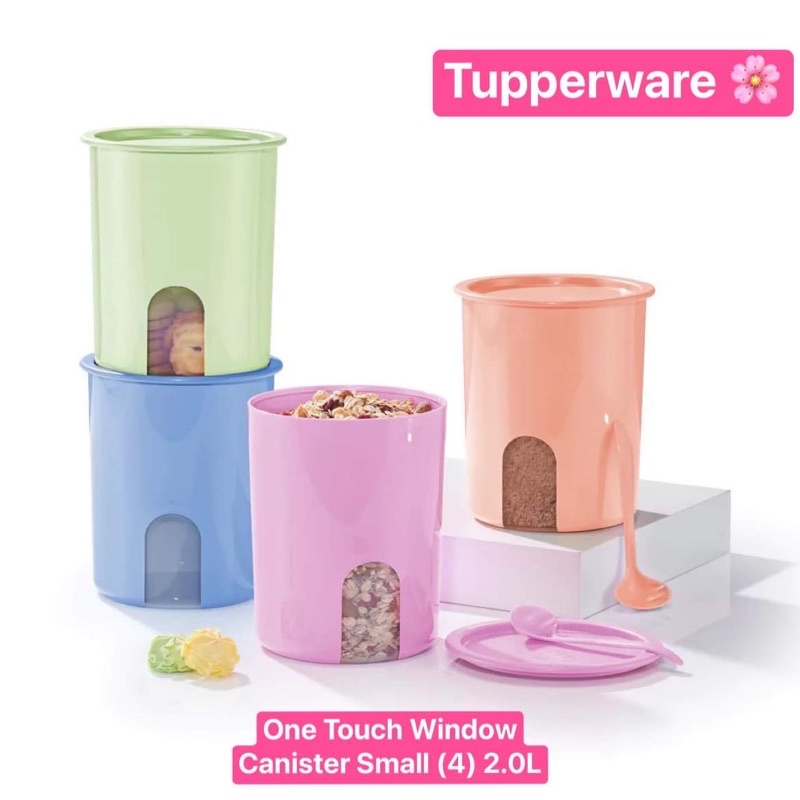 Tupperware รุ่น One Touch Window Canister Small (4) 2.0L แถมช้อน 4 คัน