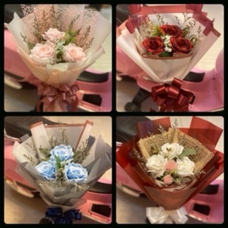 ช่อดอกไม้วาเลนไทน์ดอกกุหลาบ3ดอก