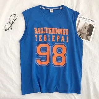 Men INS Fashion Tank Oversize 98 เสื้อกล้ามผู้ชาย เสื้อยืดผู้ชาย90 ลายอักษรสกีนมาใหม่