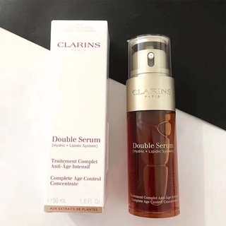 CLARINS DOUBLE SERUM Hydric+Lipidic System เซรั่มตัวดังที่สุดของคาแรส์ ขนาด 50 มล. สินค้าเกรดพรีเมี่ยมงานฮ่องกง เป็นสินค