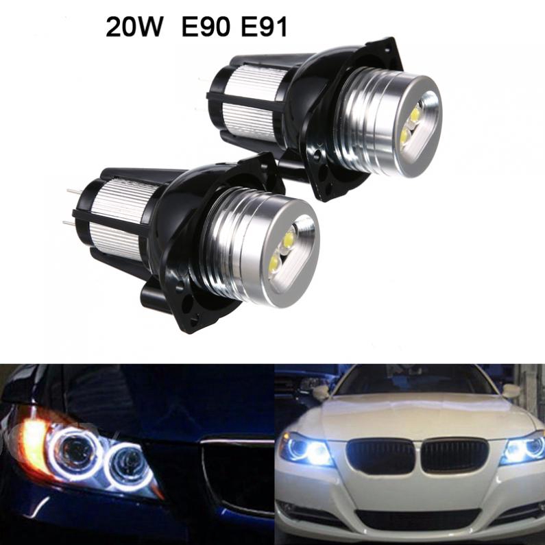 2 ชิ้น 20 วัตต์ LED Angel Eyes หลอดไฟหน้า BMW E90 E91 ไฟรถยนต์