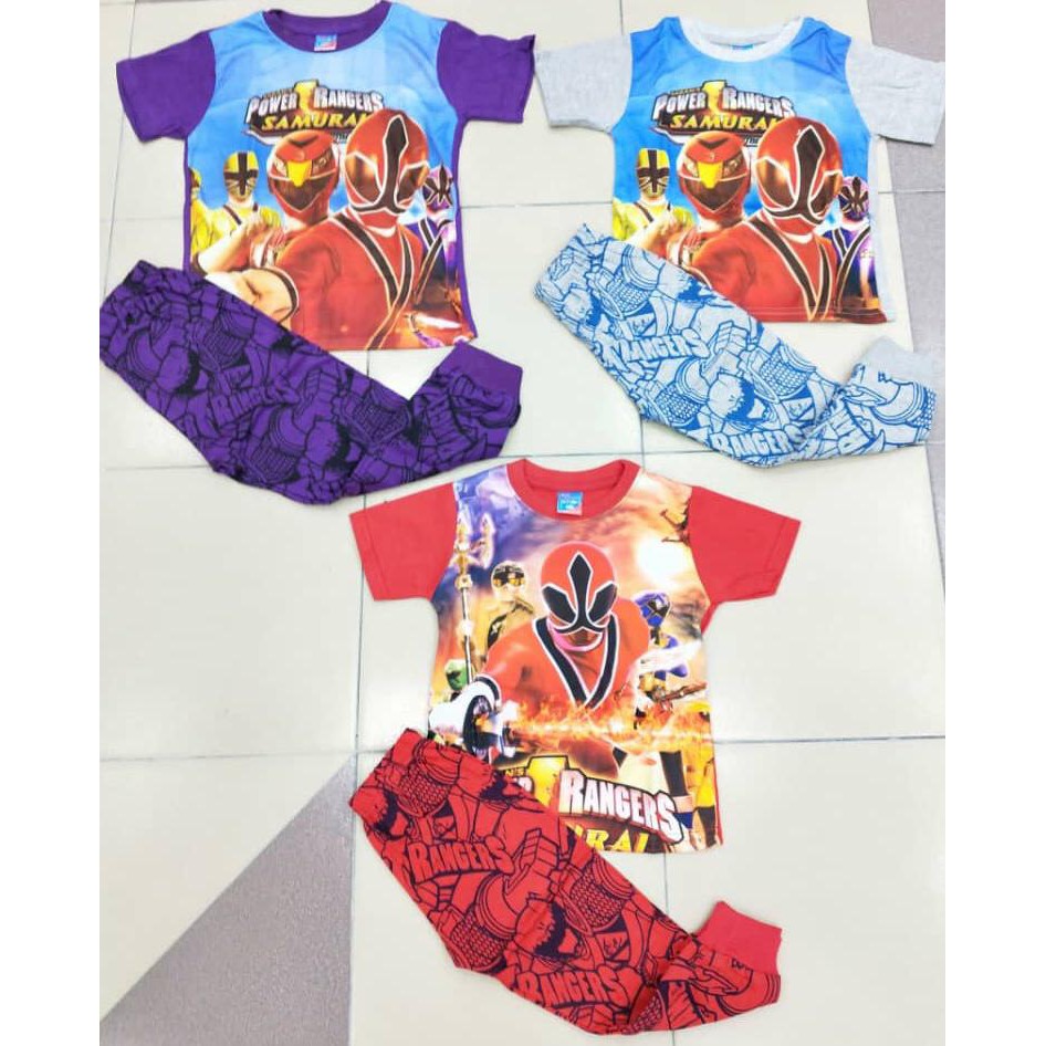 0166 90% COTTON + 10% JERSEY POWER RANGERS พิมพ์ลาย PAJAMAS