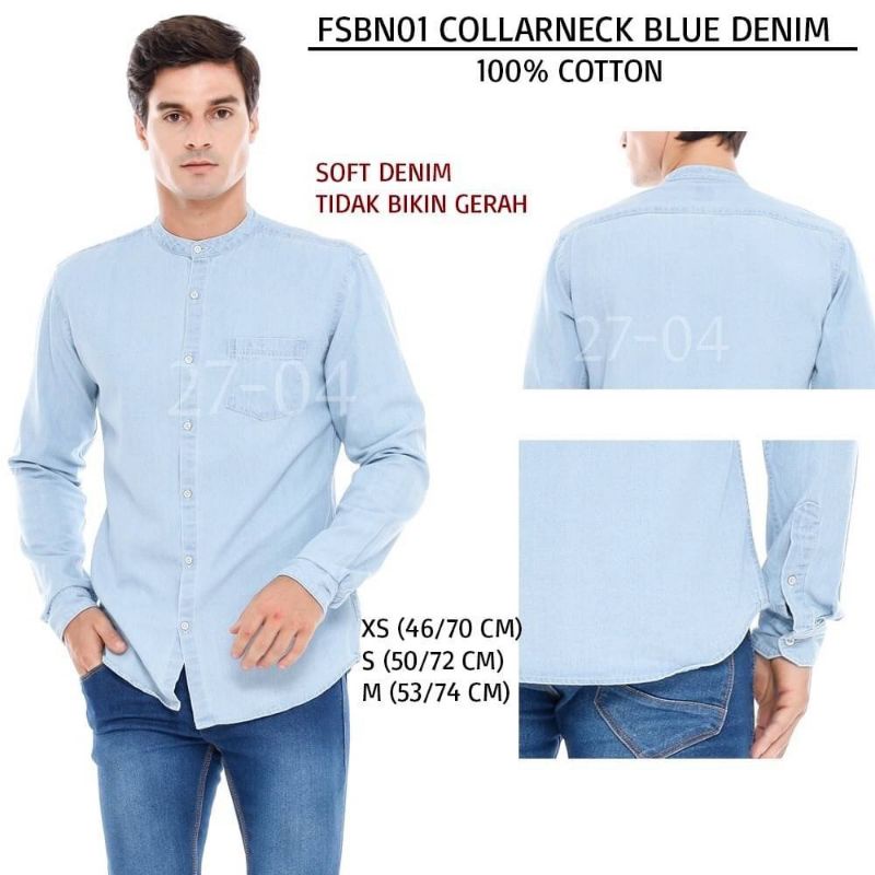 Fsbn เสื้อยีน คอปก สีฟ้า ของแท้