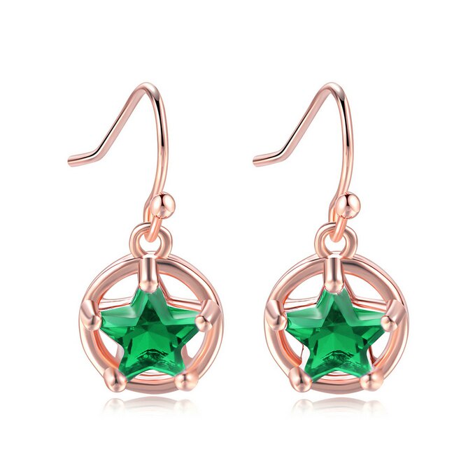 Zhouyang(โจวหยาง) เล็ก ๆ น้อย ๆ น่ารักดาวต่างหูสำหรับผู้หญิงเกาหลีมัลติคริสตัล โรสโกลด์ สีแฟชั่นเครื