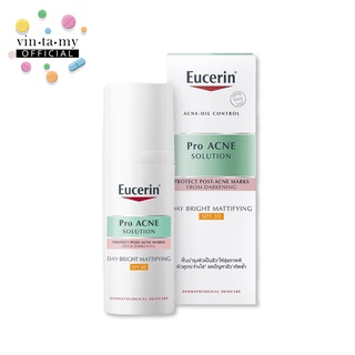 Eucerin(ยูเซอริน) Pro Acne Solution Day Bright Mattifring มี SPF 30 ขนาด 50 มล. [EXP.11/05/2024] ฟื้นบำรุงผิวเป็นสิว ให้สุขภาพดี