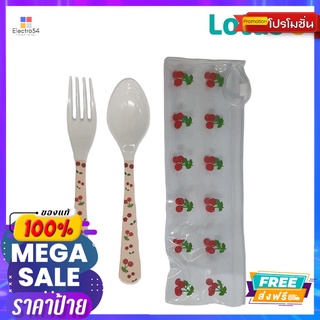 ชุดช้อนส้อมพกพา คละลายSPOON FORK WITH BAG DESIGN MIX