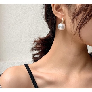 ต่างหูไข่มุก สไตล์เกาหลี ตุ้มหู น่ารัก ต่างหูห่วงสีทอง จี้ไข่มุก เซ็กซี่ ต่างหูเงิน 925 CQEH03