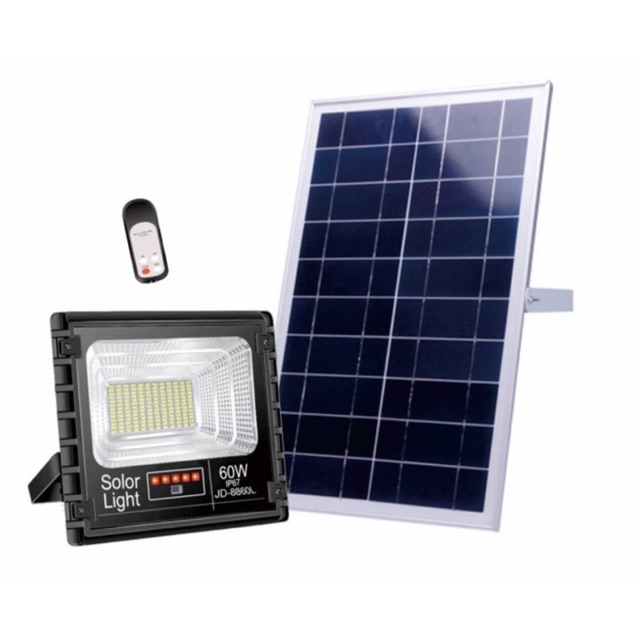 Solar LED สปอตไลท์ โซล่าเซลล์ รุ่นพี่บิ๊ก  JD25W 40W 60W 100W 200W 300W เปลี่ยนแบตเตอรี่ได้แสงสีขา วสว่างถึงเช้า