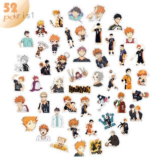 52 ชิ้น Anime Haikyuu สติ๊กเกอร์ไวนิลสําหรับติดตกแต่งแล็ปท็อป , สเก็ตบอร์ด