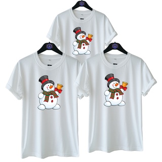 เสื้อยืดผ้าฝ้าย เสื้อยืด ลายคริสต์มาส MERRY CHRISTMAS SNOWMAN 1 B NATALAN สําหรับผู้ชาย และผู้หญิง