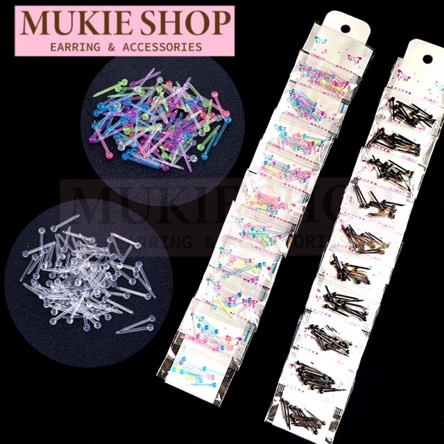 Mellow Shop DIY [ขายส่ง ยกแผง] ต่างหูพลาสติก ต่างหูนักเรียน ต่างหู ก้านพลาสติก 10ห่อ ห่อละ10-15ชิ้น
