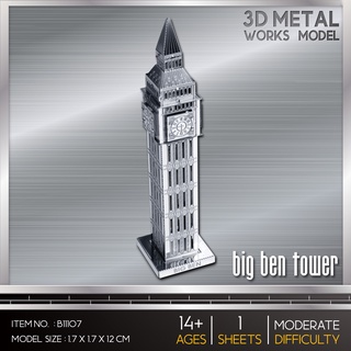 โมเดลโลหะ 3 มิติ Big Ben หอนาฬิกา บิ๊ก เบน B11107 Nanyuan สินค้าเป็นแผ่นโลหะลูกค้าต้องนำไปต่อเอง สินค้าพร้อมส่ง