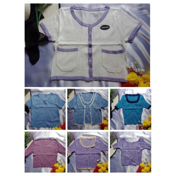 🌈PMY_Shop💙 เสื้อไหมพรม ผ้าร่อง โทนสีม่วงฟ้า