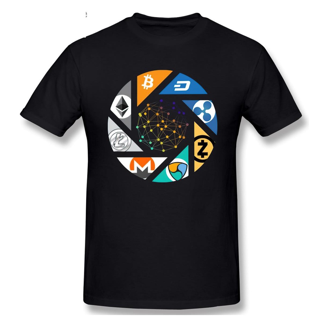 เสื้อเชิ้ต ลาย Bitcoin Litecoin Dash Zcash Ethereum Monero แบบเรียบง่าย สไตล์ฮิปฮอป