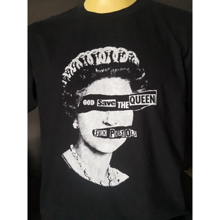 เสื้อวงนำเข้า God Save the Queen Sex Pistols Punk Rock Style Vintage Black Gildan T-Shirt