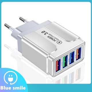 Bazw อะแดปเตอร์ชาร์จโทรศัพท์มือถือ 3.1A 4USB มีไฟ Led ปลั๊ก Eu เรืองแสง