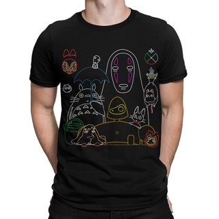 T-shirt  เสื้อยืด พิมพ์ลายการ์ตูนอนิเมะ Studio Ghibli Movies Totoro Mononoke Spirited Away Miyazaki สําหรับผู้ชายS-5XL