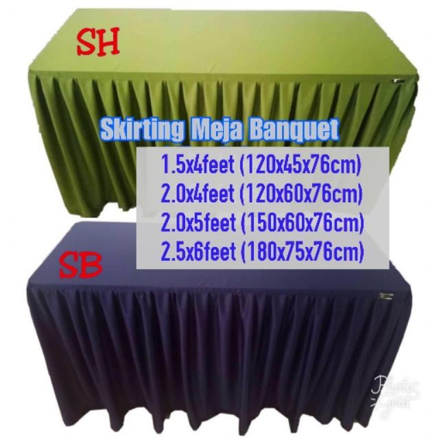 StokSkirting Meja Banquet saiz
