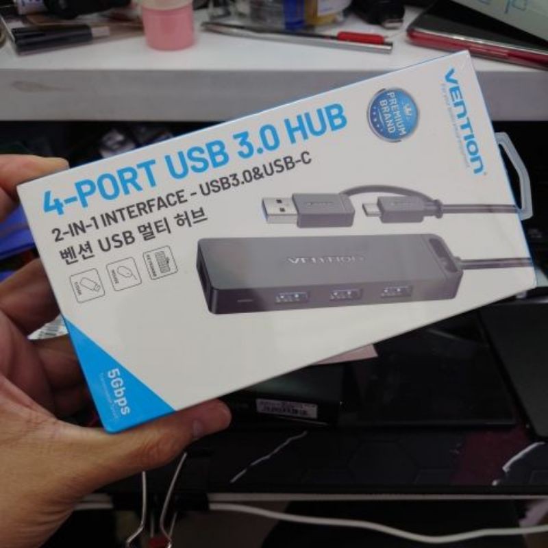 ส่งด่วนจากไทย VENTION Usb 3.0 & TypeC 2in1 To 4Ports USB3 Hub Hight Speed 5Gbps MircoUSB PC MAC Lapt