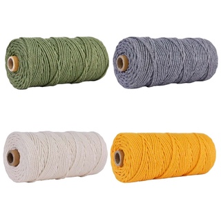 10MK Green Grey White Yellow Macrame Cord 3mm 109 Yards Cotton String Cord Natural Cotton Rope Craft String for DIY Knitting