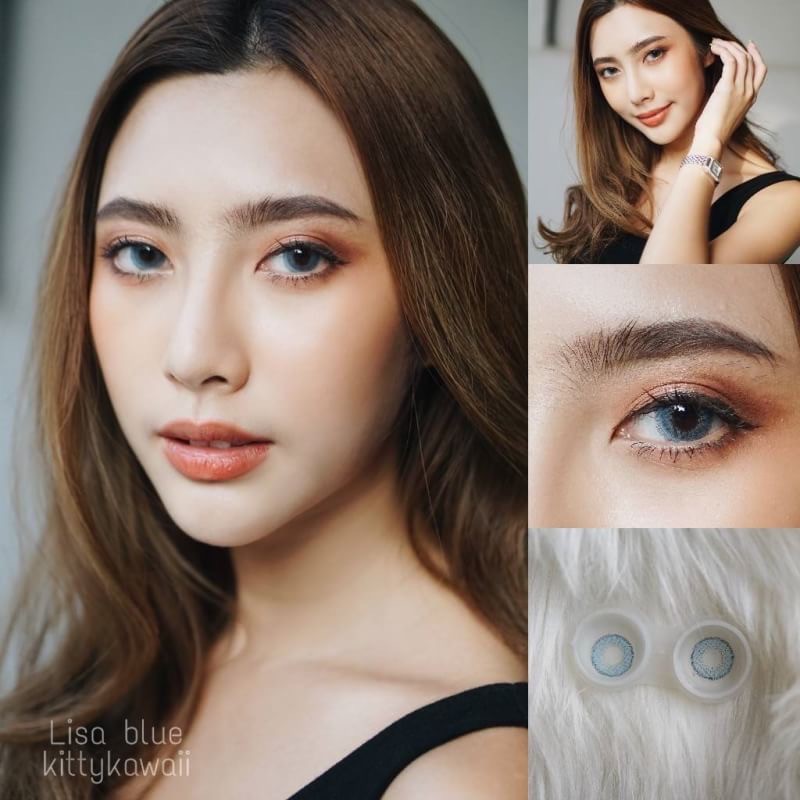 LISA Blue (สีฟ้า) Kitty Kawaii - คอนแทคเลนส์รายเดือน ค่าสายตาถึง - 6.00