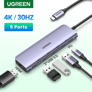 UGREEN ฮับ Usb C สีเขียว พร้อมพอร์ตชาร์จ 4K HDMI 3 USB 3.0 PD สําหรับ MacBook Pro