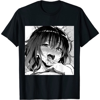 เสื้อยืดโอเวอร์ไซส์เสื้อยืด พิมพ์ลายการ์ตูนอนิเมะ Otaku Hen Waifu Ahegao Girl Manga Ecchi สําหรับผู้หญิงS-3XL