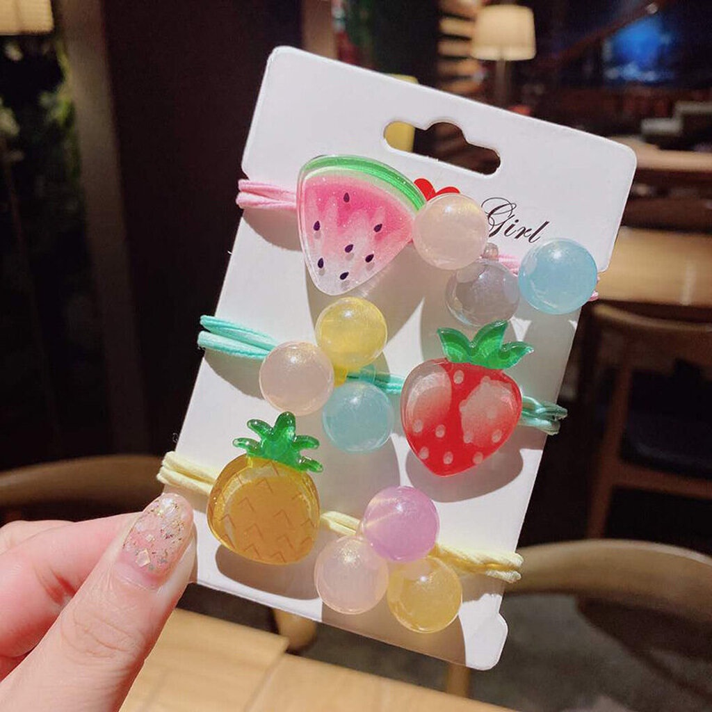 MYPINK x3 เส้น ยางรัดผม ผูกผม ผลไม้ ยางมัดผม สีสัน สดใส สไตล์เกาหลี