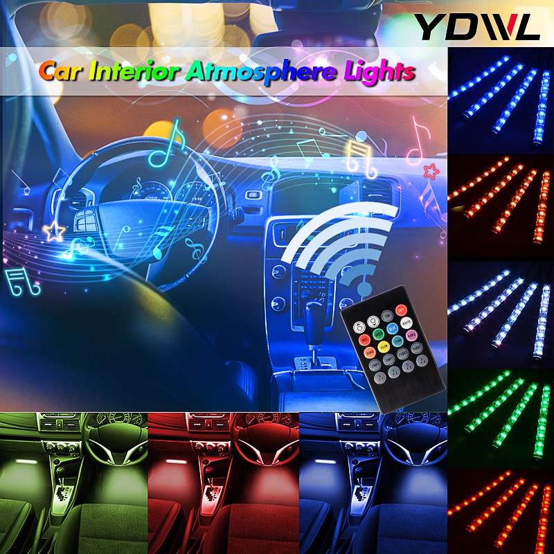 4x 9 Led Strip Light 12v Ir Remote Bluetooth Car Interior Atmosphere Mood Lights