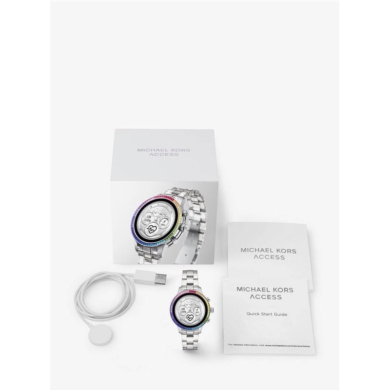 runway heart rate acetate and rainbow pavé smartwatch