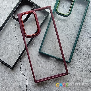 เคส Samsung S22 S23 ultra เคสใส หลังแข็ง ขอบสี ปุ่มเงา HYBRID ขอบยาง กันกระแทกได้