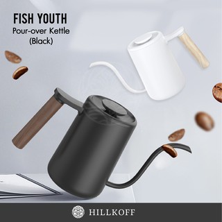 Hillkoff : กาดริปกาแฟ TimeMore Fish Youth Pour-Over Kettle 700 ml กาดริปสแตนเลส ด้ามไม้ กาดริป กาแฟ