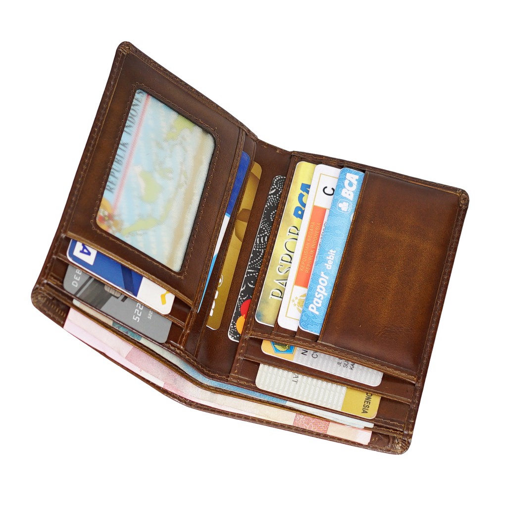 ข้อเสนอใหม่ JAYUWAN DL4 EXCLUSIVE 3/4 กระเป๋าสตางค์ผู้ชาย COWHIDE ของแท้