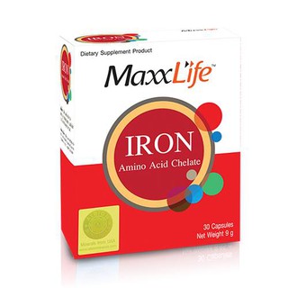 MaxxLife Iron Amino Acid Chelate แม็กซ์ไลฟ์ ไอรอน อะมิโน แอซิด คีเลต 30 แคปซูล [15526]