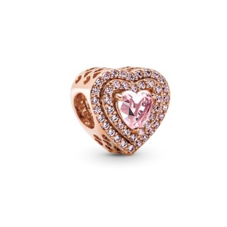 (พร้อมส่ง)*New*Pandora Sparkling Levelled Heart Charm