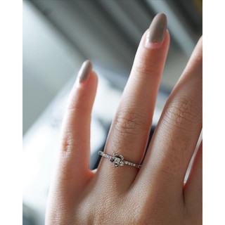 Pavone Jewelry แหวนเงินแท้💍 ฝังเพชร CZ💎 รูปดอกไม้ ชุบทองคำขาว🤍 (R0010)